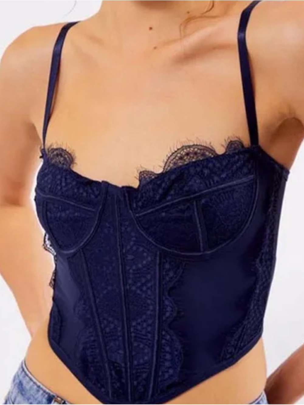 Pacsun Lace Navy Bustier Corset Going Out Top